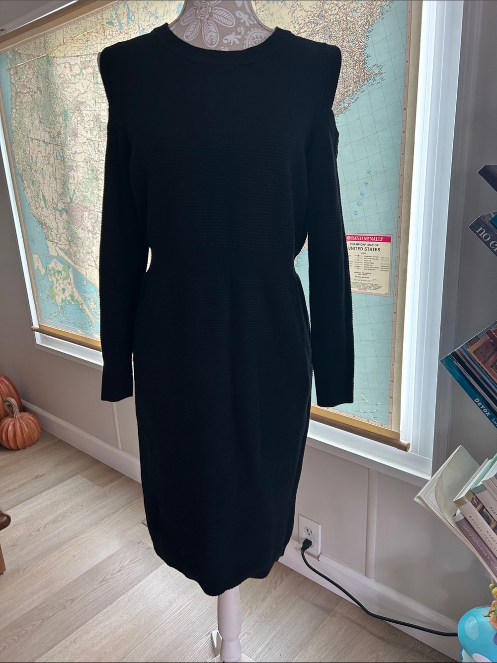 torrid Black Long-Sleeve Cold-Shoulder Knit Dress